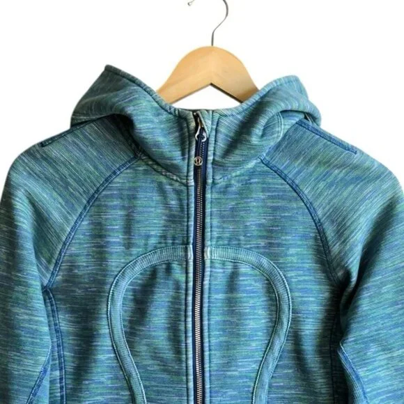 Lululemon Scuba Hoodie Size 6 Green Yellow Blue Stripes - Picture 3 of 11